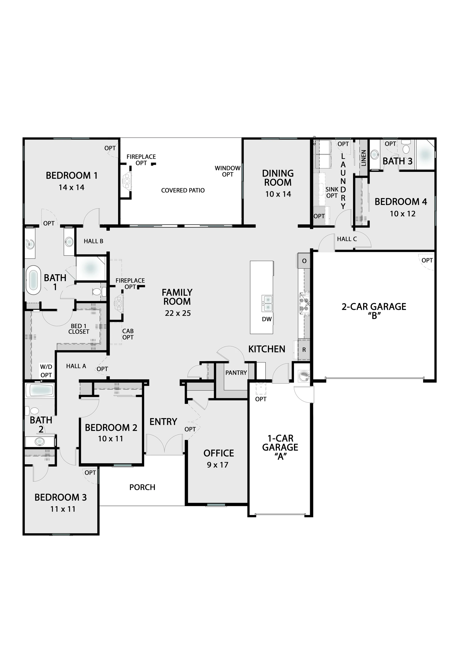 The Heirloom floor plan as built on Lot 11 — 2,715 sq ft with selected options (base plan 2,662 sq ft), 4 bedrooms, 3 baths, 3-car garage on the right